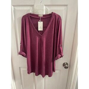 Bulotus 3/4 Sleeve V Neck Shirt Size 2XL New With Tag